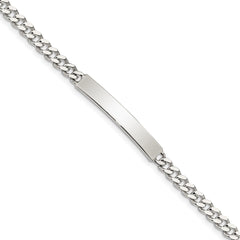 Sterling Silver Polished Engraveable Curb Link ID Bracelet QID131-7