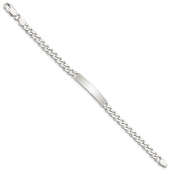 Sterling Silver 8inch Polished Engraveable Curb Link ID Bracelet QID132-7