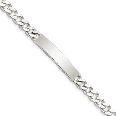 Sterling Silver 8inch Polished Engraveable Curb Link ID Bracelet QID133-7