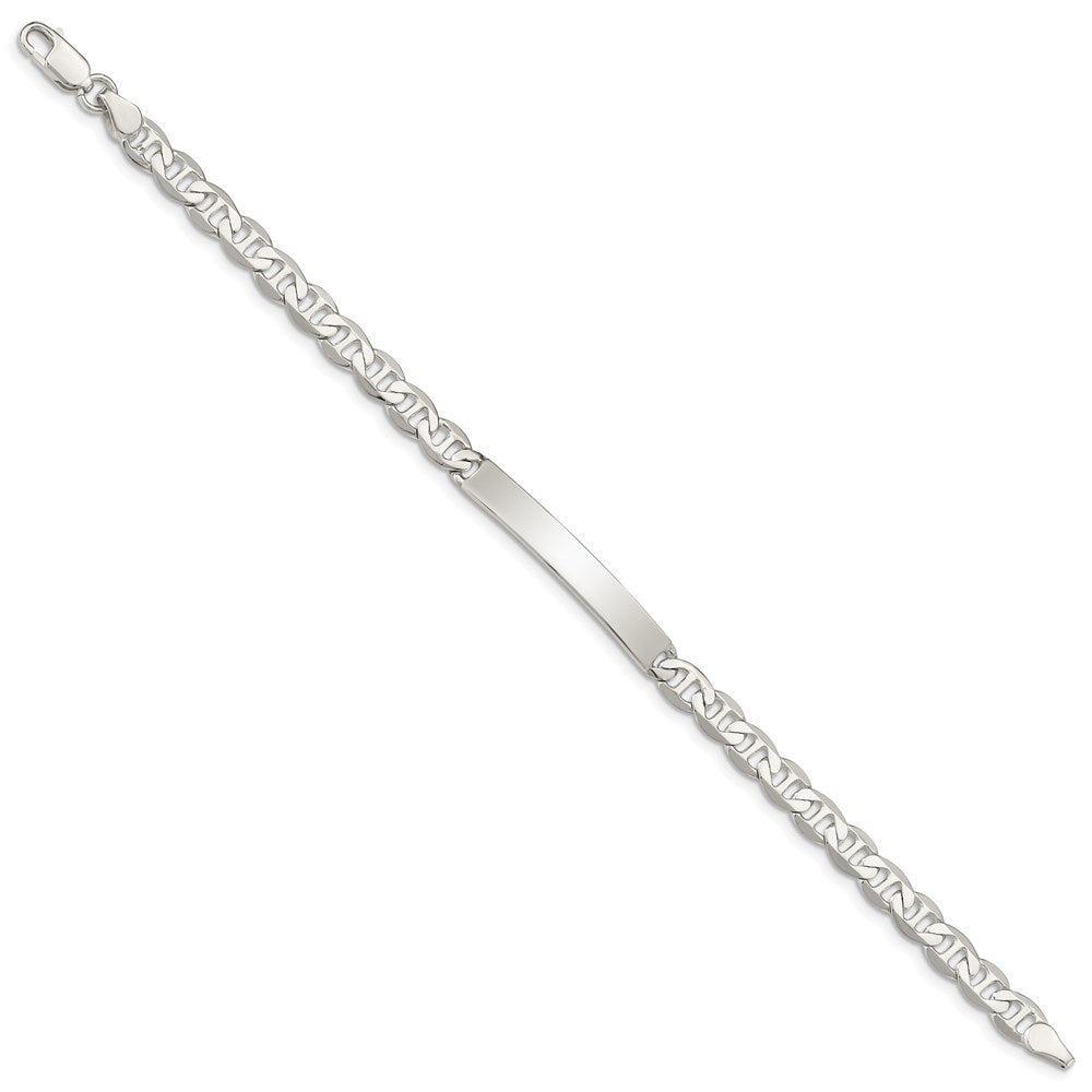 Sterling Silver 8inch Polished Engraveable Anchor Link ID Bracelet QID139-7
