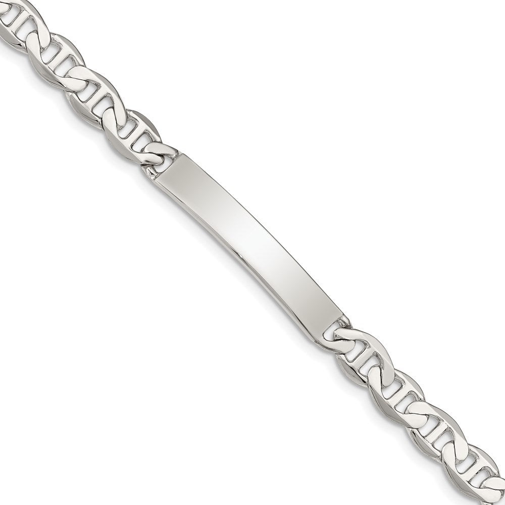 Sterling Silver Polished Engraveable Anchor Link ID Bracelet QID140-7