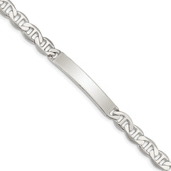 Sterling Silver Polished Engraveable Anchor Link ID Bracelet QID140-7