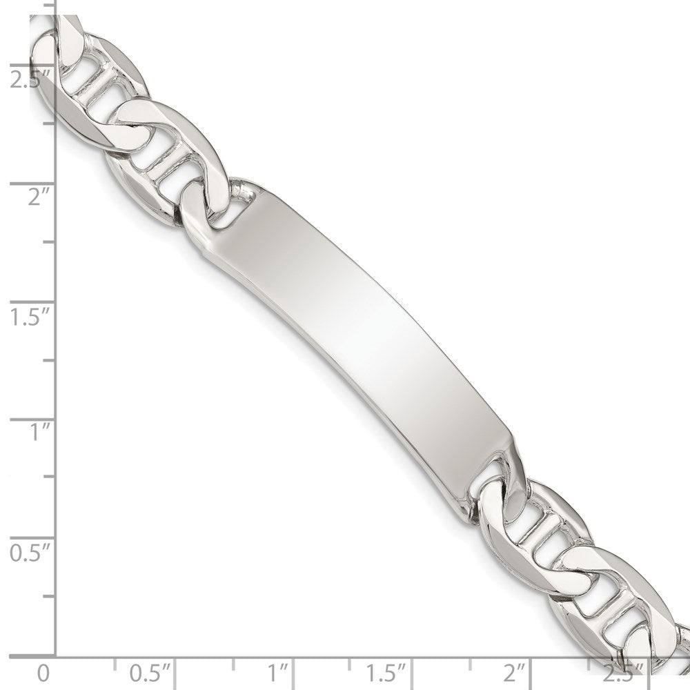 Sterling Silver 8.5inch Polished Engraveable Anchor Link ID Bracelet QID143-7.5