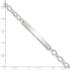 Sterling Silver Small Oval Rolo Link ID Bracelet QID147-7.5