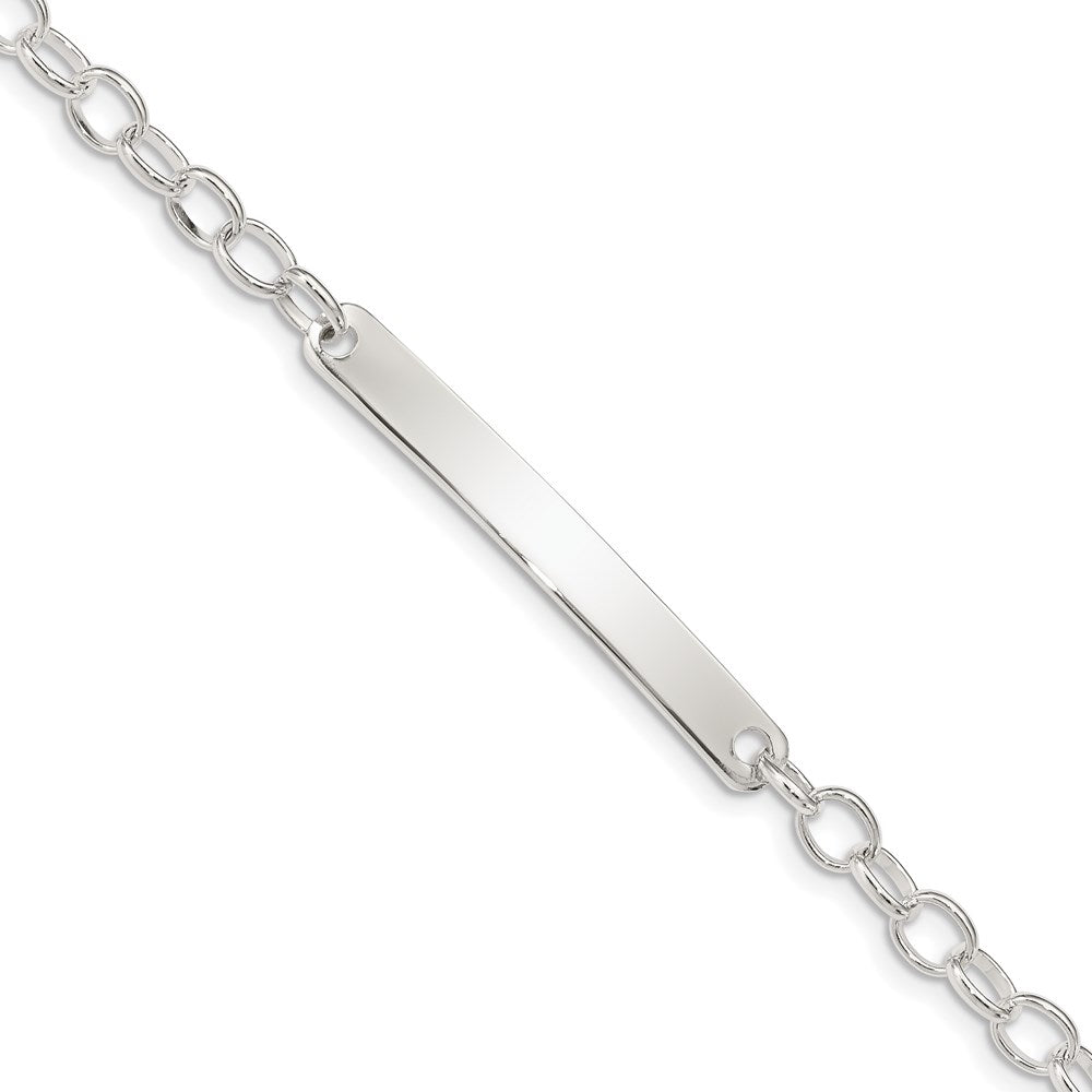 Sterling Silver Small Oval Rolo Link ID Bracelet QID147-7.5