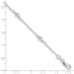 Sterling Silver Polished Fancy Bead with 1in Extension Children's Bracelet QID163