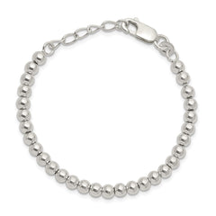 Sterling Silver Polished Beaded Chain with 1in Ext. Children's Bracelet QID164