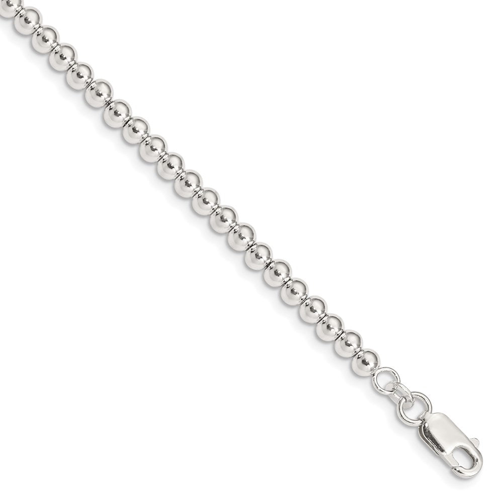 Sterling Silver Polished Beaded Chain with 1in Ext. Children's Bracelet QID164
