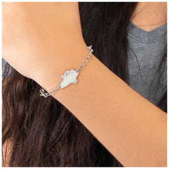 Sterling Silver Polished Angel Baby Engraveable ID Bracelet QID175-6