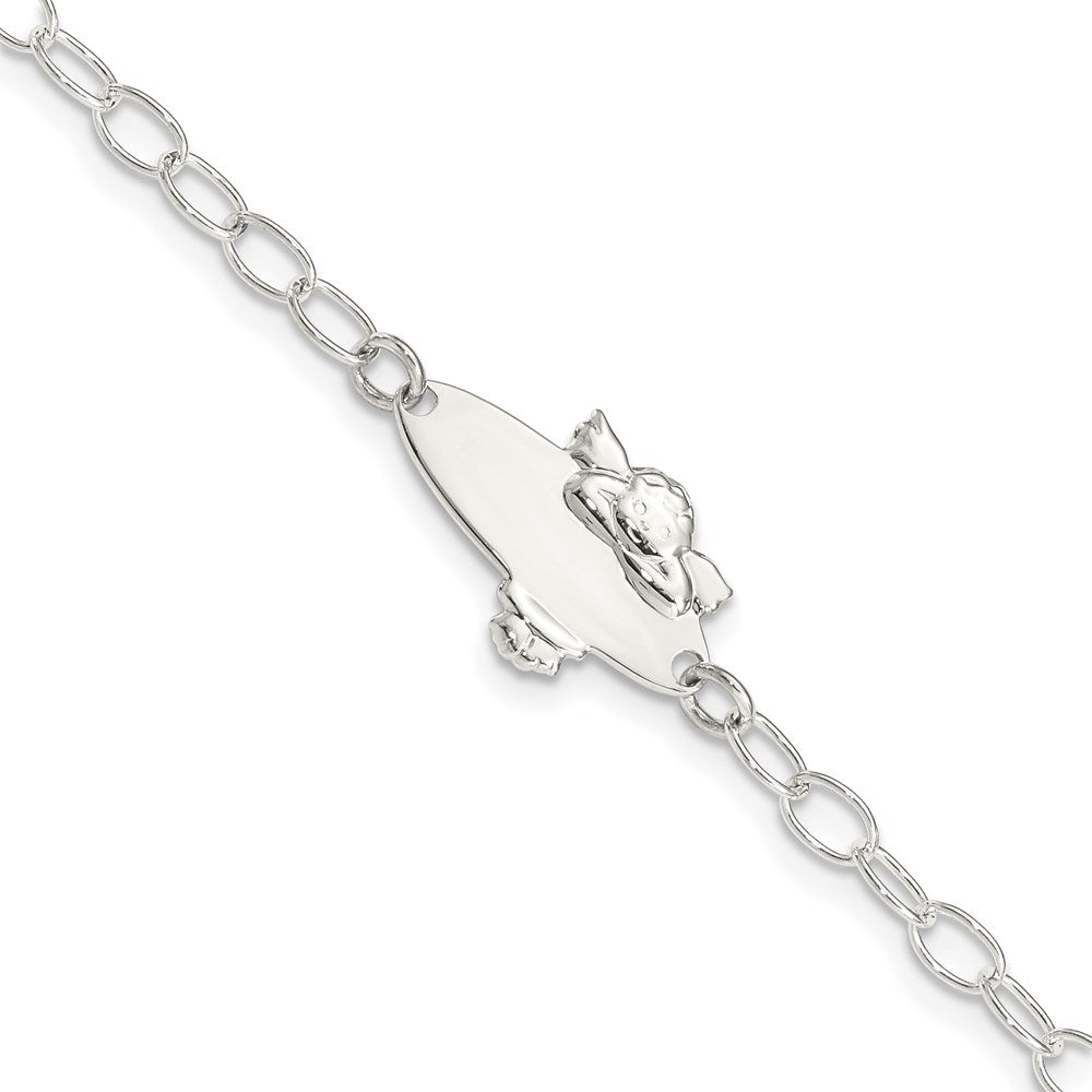 Sterling Silver Polished Angel Baby Engraveable ID Bracelet QID175-6