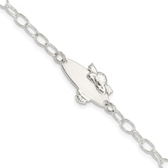 Sterling Silver Polished Angel Baby Engraveable ID Bracelet QID175-6