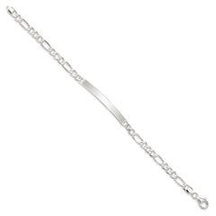 Sterling Silver Figaro Link ID Bracelet QID184-7.5