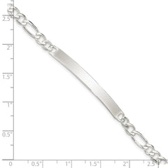 Sterling Silver Figaro Link ID Bracelet QID184-7.5