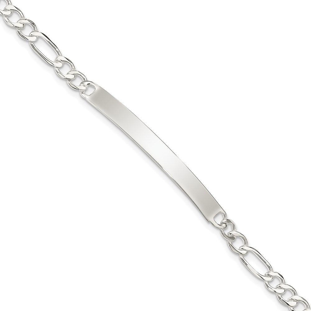 Sterling Silver Figaro Link ID Bracelet QID184-7.5