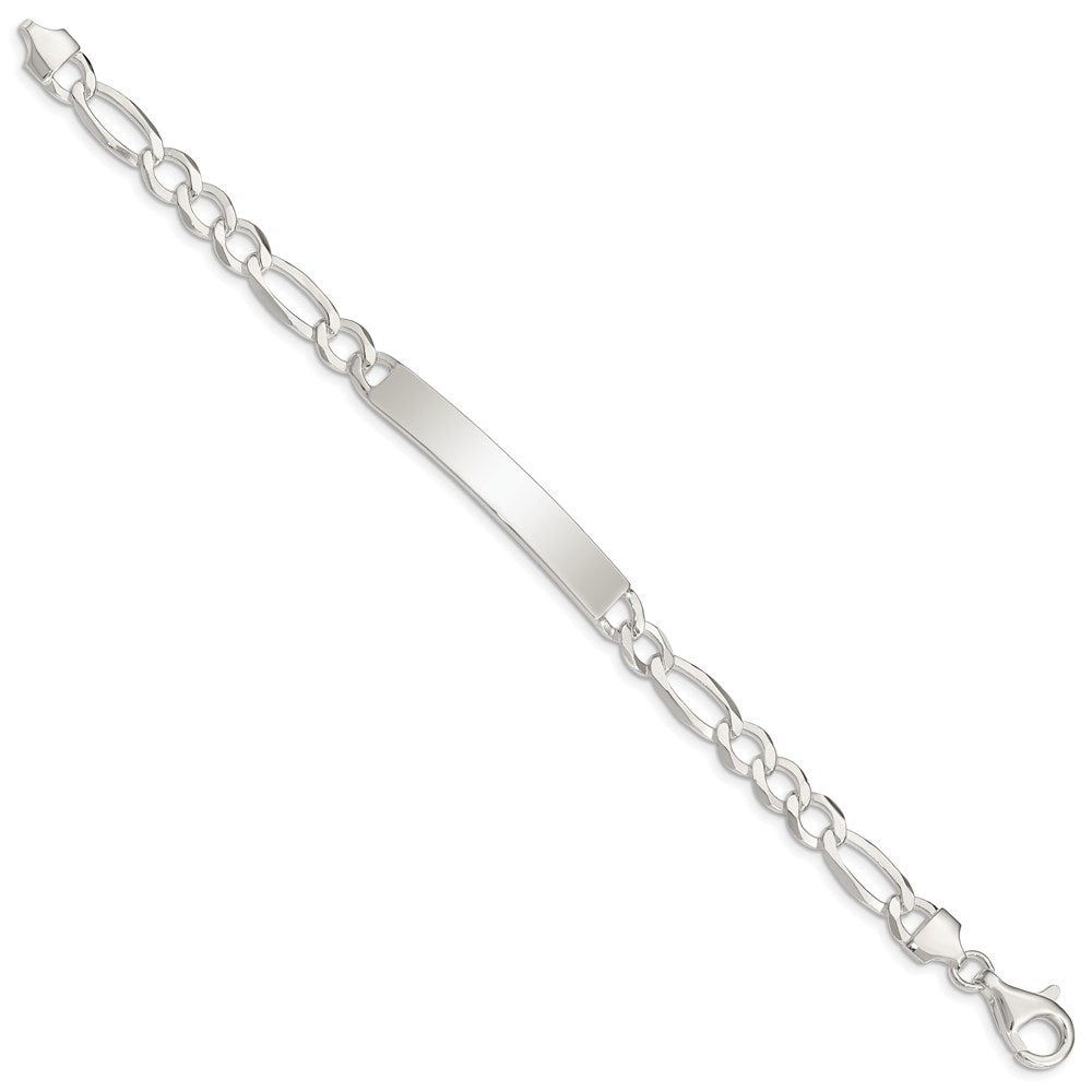 Sterling Silver Figaro Link ID Bracelet QID186-7.5