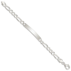 Sterling Silver Figaro Link ID Bracelet QID186-7.5