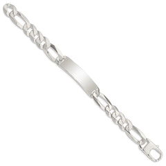 Sterling Silver Figaro Link ID Bracelet QID191-8.5