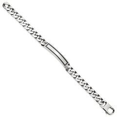 Sterling Silver Antiqued Satin Curb Link ID Bracelet QID204-7.5