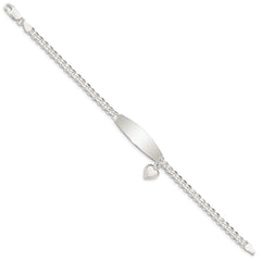 Sterling Silver w/Heart Charm ID Bracelet QID205-7.5