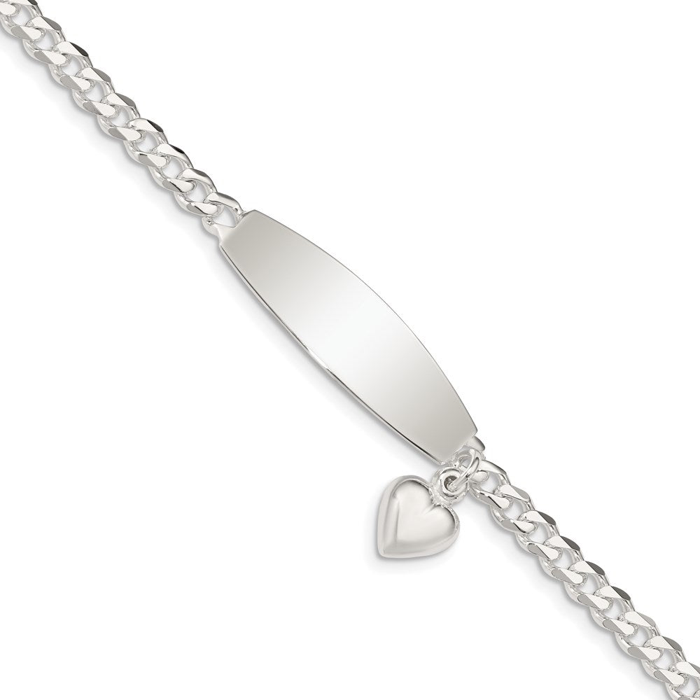Sterling Silver w/Heart Charm ID Bracelet QID205-7.5