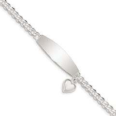 Sterling Silver w/Heart Charm ID Bracelet QID205-7.5