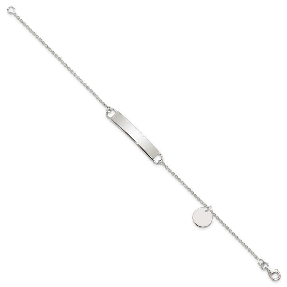 Sterling Silver Polished 7.5 inch Curb Link ID Bracelet W/Sliding Accent QID215-7.5