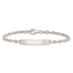 Sterling Silver Polished ID with Pink CZ Bracelet QID222-7.5