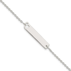 Sterling Silver Polished Heart ID 7in Bracelet QID226-7