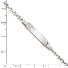 Sterling Silver Polished ID W/Heart Bracelet QID229-7.5