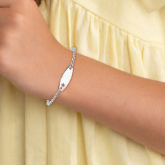 Sterling Silver Childrens Polished ID with Star Bracelet QID230-5.5