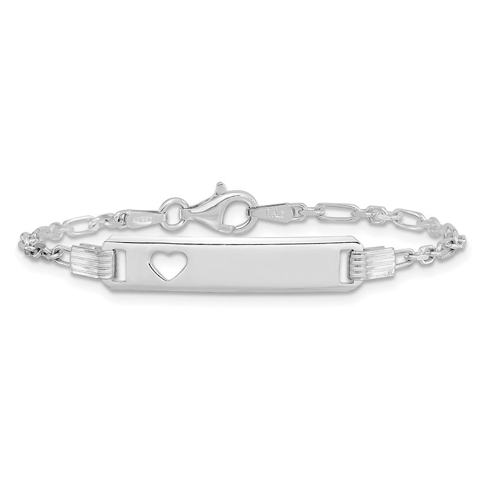 Sterling Silver Polished Childrens ID with Heart Bracelet QID231-5.5