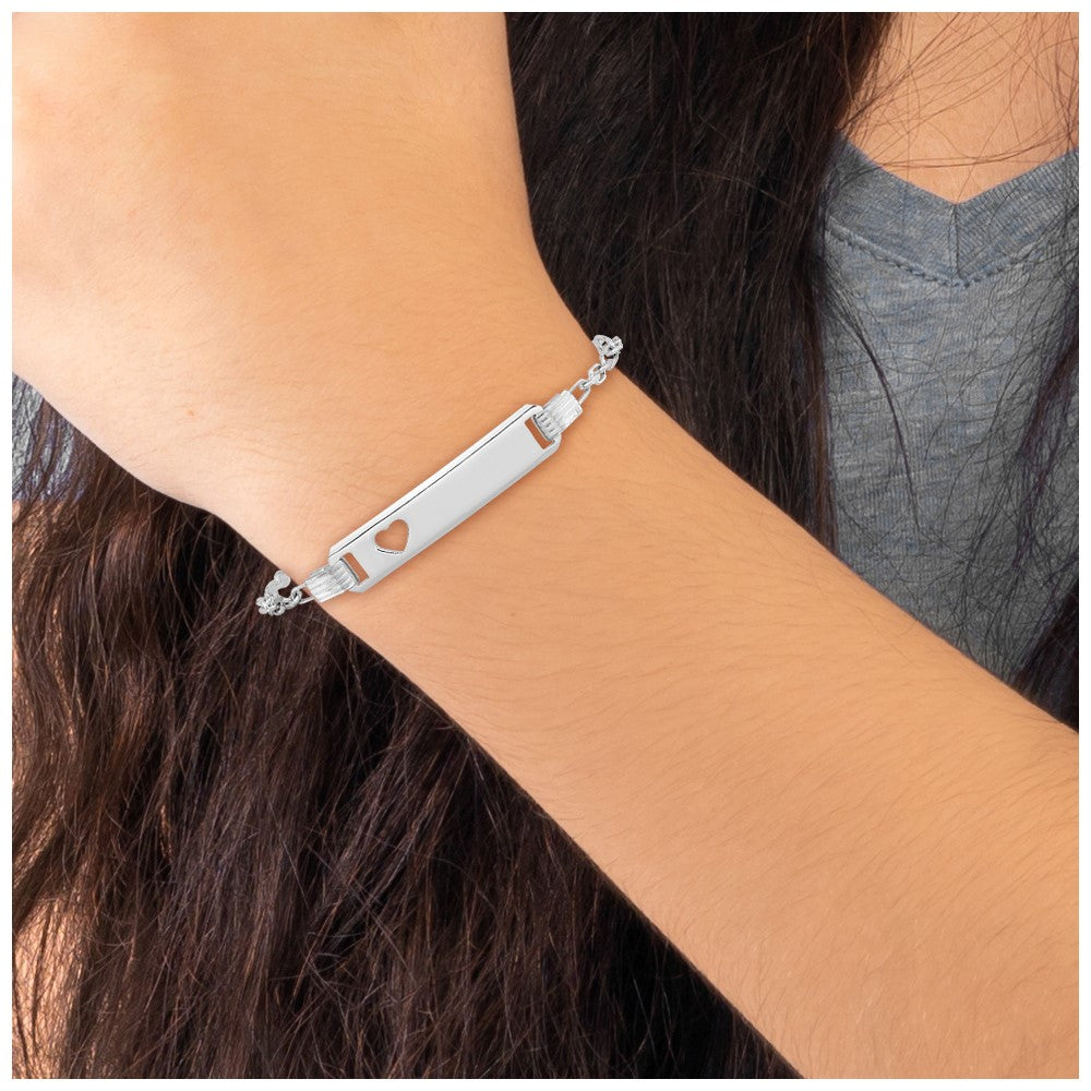 Sterling Silver Polished Childrens ID with Heart Bracelet QID231-5.5