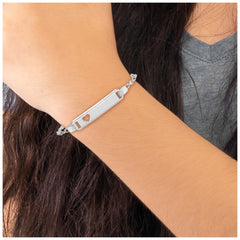 Sterling Silver Polished Childrens ID with Heart Bracelet QID231-5.5