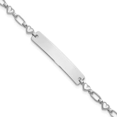 Sterling Silver Rhodium-plated 6.5 inch Hearts Children's ID Bracelet QID246-6.5