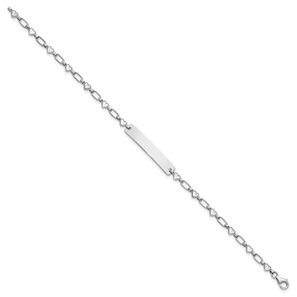 Sterling Silver Rhodium-plated 7.5 inch Hearts ID Bracelet QID246-7.5