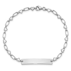 Sterling Silver Rhodium-plated 7.5 inch Hearts ID Bracelet QID246-7.5