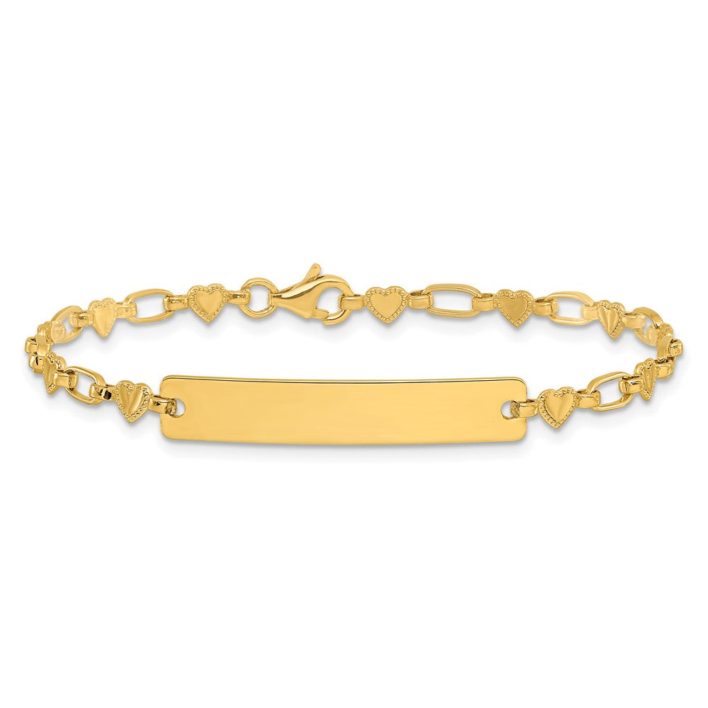 Sterling Silver Gold-tone 6.5 inch Hearts Children's ID Bracelet QID246GP-6.5