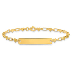 Sterling Silver Gold-tone 7.5 inch Hearts ID Bracelet QID246GP-7.5
