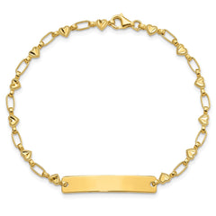 Sterling Silver Gold-tone 7.5 inch Hearts ID Bracelet QID246GP-7.5