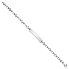 Sterling Silver Rhodium-plated 6.25 inch Cross Children's ID Bracelet QID247-6.25