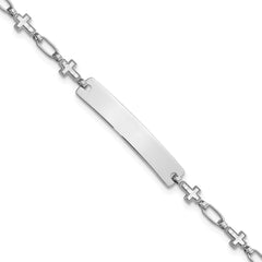 Sterling Silver Rhodium-plated 6.25 inch Cross Children's ID Bracelet QID247-6.25