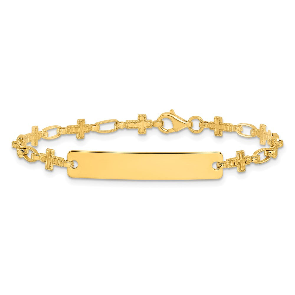 Sterling Silver Gold-tone 6.25 inch Cross Children's ID Bracelet QID247GP-6.25