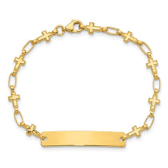 Sterling Silver Gold-tone 6.25 inch Cross Children's ID Bracelet QID247GP-6.25