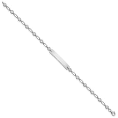 Sterling Silver Rhodium-plated 7.5 inch Bezel CZ ID Bracelet QID248-7.5