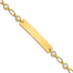 Sterling Silver Gold-tone 7.5 inch Bezel CZ ID Bracelet QID248GP-7.5