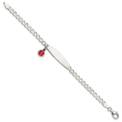 Sterling Silver Polished and Enameled Ladybug Children's ID Bracelet QID252-6