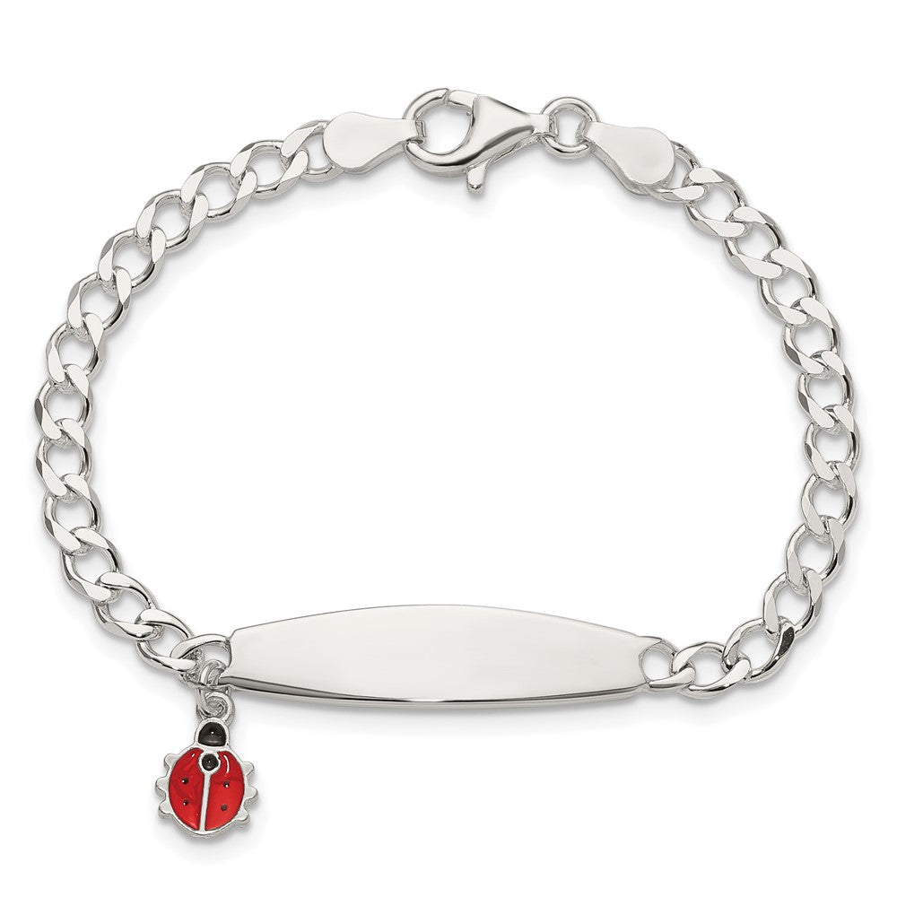 Sterling Silver Polished and Enameled Ladybug Children's ID Bracelet QID252-6