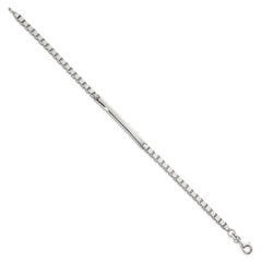 Sterling Silver Polished 3.7mm Box Chain 8 Inch ID Bar Mens Bracelet QID258-8