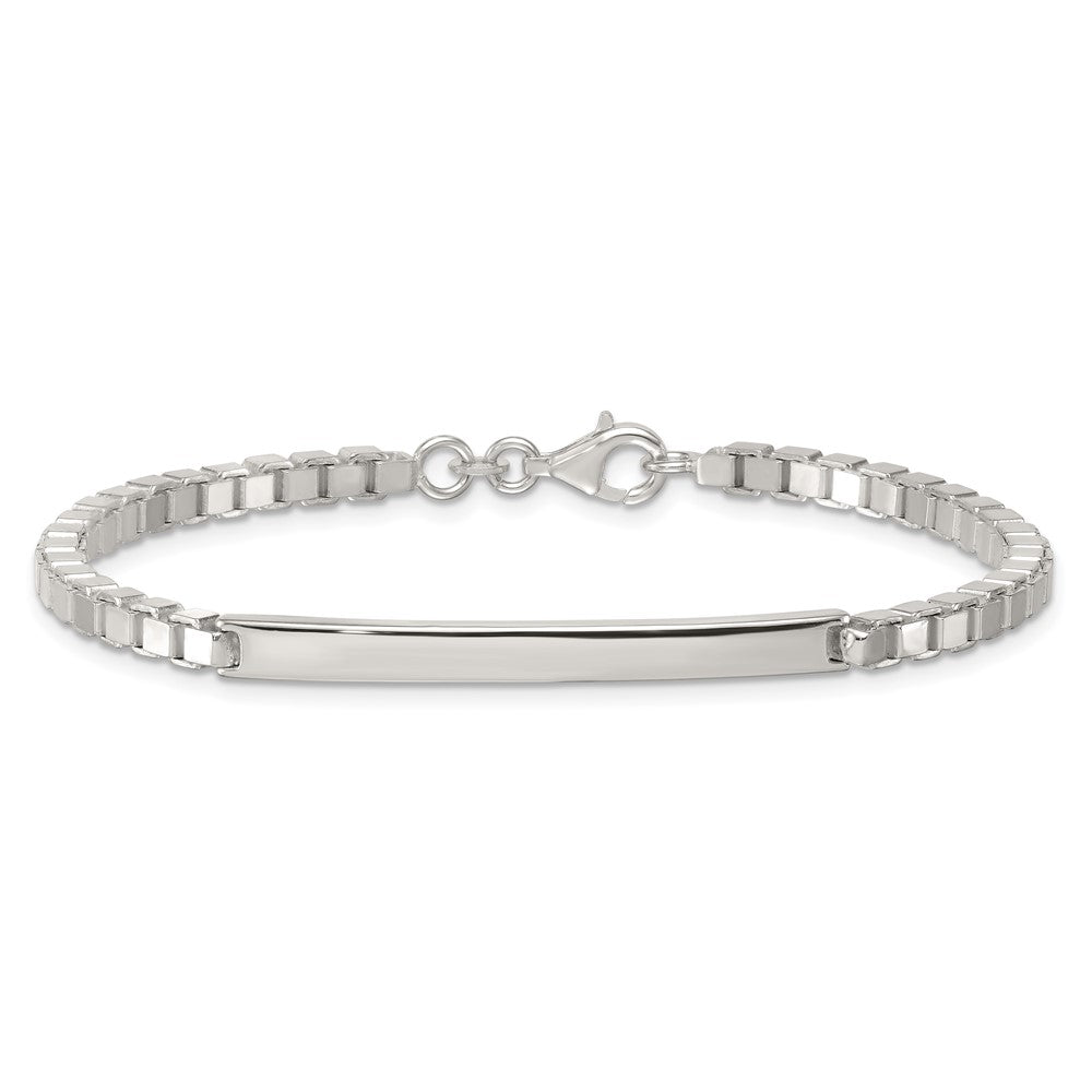 Sterling Silver Polished 3.7mm Box Chain 8 Inch ID Bar Mens Bracelet QID258-8