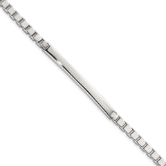Sterling Silver Polished 3.7mm Box Chain 8 Inch ID Bar Mens Bracelet QID258-8